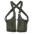 Herren Taktische Weste Tasche PU Leder Achsel Anti Diebstahl Tasche Outdoor Sport Rucksack - Dunkelgrün