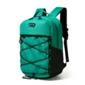 Green outdoor sports backpack with front bungee cord, large capacity casual travel school bag. - Green