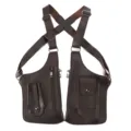 Herren Retro PU Leder Doppel Holster Tasche Taktische Brusttasche Versteckte Achsel Tasche. - Kaffeebraun
