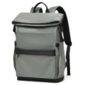 Grey roll-top waterproof backpack for men, large capacity travel commuter laptop school bag - Light Green