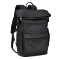 Waterproof roll top backpack for men large capacity casual laptop travel business bag. - Black