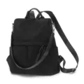 Damen schwarzer Cord Rucksack Freizeit Anti-Diebstahl Reise Tagesrucksack leicht - Schwarz