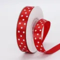 1.5cm Red Polka Dot Satin Ribbon for Hair Bows Gift Flower Packaging And Crafts - 1.5cm Printed Polka Dot * 235# Red
