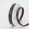 Brown polka dot polyester ribbon, 1cm width for DIY hair bows, gift wrapping and crafts. - 1cm Width / Dark Coffee