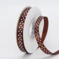 1cm brown polka dot ribbon polyester satin ribbon for DIY hair bows gift wrapping floral crafts - 1cm Width / Light Coffee