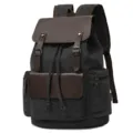 Vintage Canvas Rucksack für Damen und Herren, dunkler grauer Laptop Rucksack aus Leder. - Schwarz