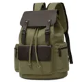Canvas Rucksack Herren Damen Vintage Freizeit Schulranzen Reiserucksack Armee Gruen - Grün