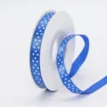 1cm blue polka dot polyester ribbon for DIY bows, hair accessories, and gift wrapping. - 1cm Width / Blue