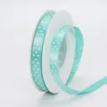 1cm Polka Dot Ribbon Polyester Printed Ribbon for DIY Hair Bows and Gift Wrapping - 1cm Width / Aqua Blue