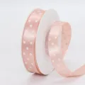Pink polka dot polyester ribbon for gift wrapping, hair accessories and bows, 1.5cm wide. - 1.5cm Printed Polka Dot * 203# Champagne Pink