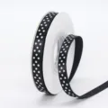 1cm black white polka dot polyester ribbon for hair bows, DIY crafts and gift wrapping. - 1cm Width / Black