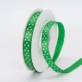 Green polka dot polyester ribbon, 1cm wide decorative ribbon for DIY bows and gift wrapping. - 1cm Width / Green