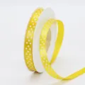 1cm yellow polka dot polyester ribbon for DIY hair bows, gift wrapping, and flower packaging. - 1cm Width / Gold (650#)