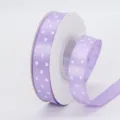 Light purple polka dot ribbon, 1.5cm polyester silk ribbon roll for gift wrapping and hair bow. - 1.5cm Printed Polka Dot * 430# Light Purple
