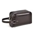 Bolso de mano de cuero PU con patron de cocodrilo y cremallera doble para hombres. - Marrón Pequeño
