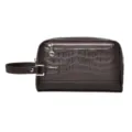 Herren Krokodilmuster PU Leder Clutch Tasche Doppel Reißverschluss Business Kulturbeutel - Klein (Stil 1) / Braun