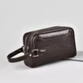 Herren Doppelreißverschluss Krokodilmuster PU Leder Clutch Tasche Business Casual. - Große Größe (Option B) / Braun
