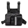 Black tactical chest bag functional streetwear hip hop vest bag with multi pockets and straps. - Black