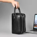 Herren Schwarze Krokodil PU Leder Doppelt Reißverschluss Clutch Tasche Business Pendeln - Stil 2 / S / Schwarz
