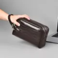 Herren PU Leder Clutch Tasche mit Krokodilmuster und Doppelreißverschluss für Business und Alltag. - Stil 2 / S / Braun