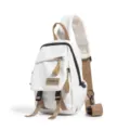 Freizeittasche aus Nylon für Damen und Herren, Crossbody Rucksack mit grossem Stauraum. - Weiß