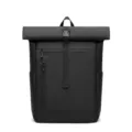 Waterproof roll-top backpack for men, sleek commuter business casual double-shoulder bag. - Black