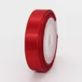 1cm rotolo di nastro di raso rosso monofacciale per confezioni regalo, cottura e decorazione. - 1cm x 5 Yards / Rosso (250#)