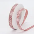 Pink polka dot ribbon 1cm width polyester fabric tape for gift wrapping DIY bows hair accessories - 1cm Width / Bean Paste Pink (158#)