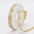 Gold polka dot ribbon 1cm, polyester ribbon for gift wrapping, DIY hair bows and floral crafts. - 1cm Width / Champagne Gold (826#)