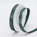 Dark green polka dot ribbon 1cm wide polyester fabric ribbon for gift wrapping DIY crafts. - 1cm Width / Dark Green (593#)