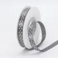 Grey polka dot ribbon, 1cm width polyester fabric ribbon for DIY bows and gift wrapping. - 1cm Width / Dark Gray