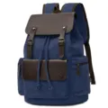 Vintage blauer Segeltuch Rucksack fuer Damen und Herren,laessige Schule Laptop Tasche. - Blau