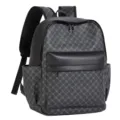 Hombres moda casual mochila de cuero PU elegante viaje escuela ordenador libro gris diario - Negro