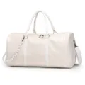 Große weiße Kroko-Muster PU Reisetasche mit stilvoller Kette und Schultergurt für Damen. - Weiß