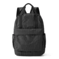 Black grid oxford cloth backpack lightweight foldable daypack with top handles and front pocket. - Black
