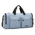 Hellblaue Reise-Sporttasche mit vielen Fächern, Fitness-Duffle-Bag für Damen und Herren. - Blau