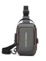 Sac bandoulière imperméable homme antivol sac de poitrine avec port de charge USB et verrou. - S / Blond Cendré