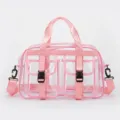 Transparente PVC Reisetasche in Rosa mit grossem Fassungsvermögen und verstellbarem Schultergurt. - Rosa