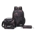 3-teiliges Schulrucksack-Set mit grossem Laptop-Rucksack, Tasche und Federmäppchen neu. - 3-teiliges Set (Rucksack+Isoliertasche+Federmäppchen) / Kaffeebraun