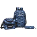 3-delige picknick rugzak set met schooltas, thermische lunchtas en etui voor reizen. - Donkerblauw