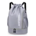 Wasserdichter Oxford Stoff Kordelzug Sport Gym Rucksack mit separatem Schuhfach. - Grau