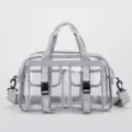 Transparente PVC Reisetasche, große wasserdichte Handtasche und Umhängetasche mit grauem Rand. - Grau