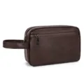 Borsa da toeletta uomo in pelle PU viaggio pochette portatile polso organizzatore tasca - Caffè