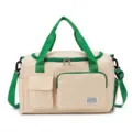 Beige Reisetasche mit gruenen Riemen grosse Kapazitaet fuer Sport und Fitness Reisen - Grün