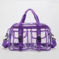 Transparente PVC Reisetasche mit lila Gurten, große wasserdichte Umhängetasche und Shopper. - Lila