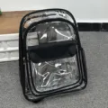 Klarsicht PVC Schulrucksack transparent wasserdicht Freizeit Daypack mit schwarzem Rand und Tasche - Schwarz