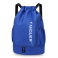 Oxford Stoff Sport Kordelzug Rucksack Grosse Kapazitaet Nass Trocken Trennung Tasche - Blau