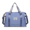 Große blaue gesteppte Reisetasche, geräumige Sport-Fitness-Tasche mit verstellbarem Schultergurt. - Blau