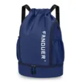 Wasserdichter Kordelzug Sport Rucksack groessere Kapazitaet Fitnessstudio Tasche mit Schuhfach - Dunkelblau