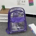 Transparenter lila PVC Rucksack wasserdichte Schultasche fuer taegliche Reisen. - Lila